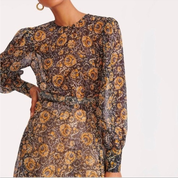 Veronica Beard Oneida Floral Long-Sleeve Silk Midi Dress Small - Picture 3 of 8